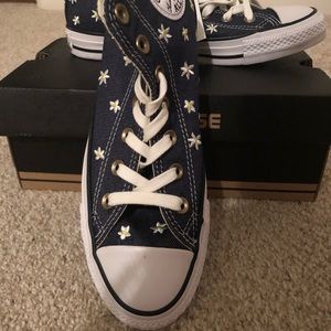Brand new Navy/Yellow/White converse